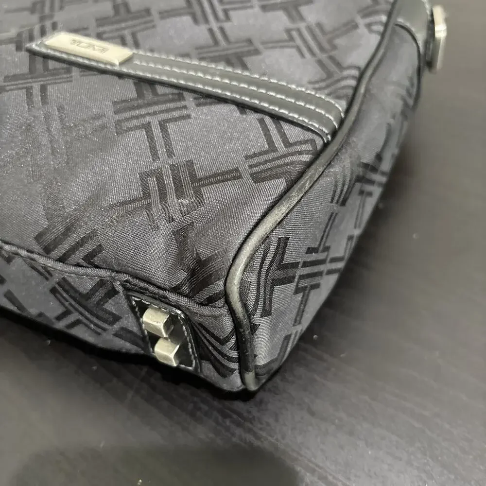 TUMI Black T Monogram Jacquard Nylon Canvas Laptop Briefcase Bag **MISSING STRAP